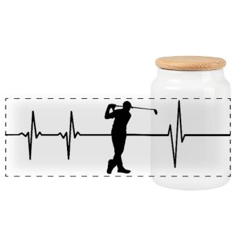 Golf on Beat - Panoramic Cookie Jar with Wooden Lid - white - Front