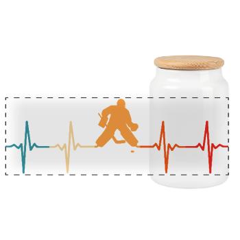 Gardien de but de hockey sur glace Heartbeat Gardien de hockey sur glace - Boîte à biscuits avec couvercle en bois - blanc - Devant