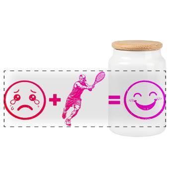 Idée cadeau pour un tennis avec tennis - Boîte à biscuits avec couvercle en bois - blanc - Devant