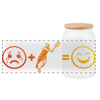 Idée cadeau pour un tennis avec tennis - Boîte à biscuits avec couvercle en bois - blanc - Devant