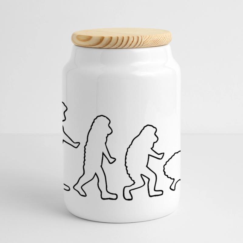 Evolution to Sheep: Herd Mindset Panoramic Cookie Jar with Wooden Lid