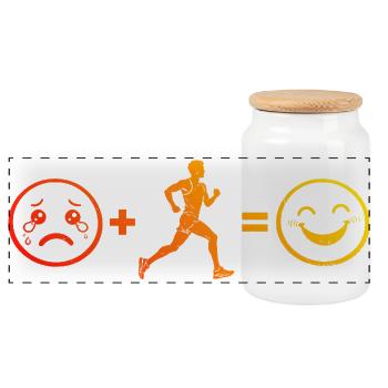 Geschenkidee für einen Athleten mit Marathonlaufen - Panorama Keksdose mit Holzdeckel - Weiß - Vorne