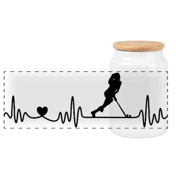 Hockey sur gazon Hockey en salle Heartbeat Filles - Boîte à biscuits avec couvercle en bois - blanc - Devant