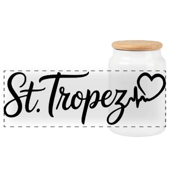 St. Tropez Heartbeat France - Panoramic Cookie Jar with Wooden Lid - white - Front