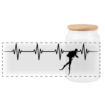 battement de coeur plongeur plongée diver - Boîte à biscuits avec couvercle en bois - blanc - Devant