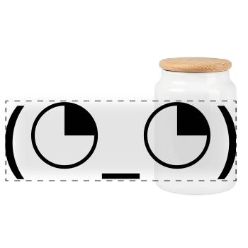 Émoticône des yeux au lever au ciel (◔_◔) regard agacé - Boîte à biscuits avec couvercle en bois - blanc - Devant