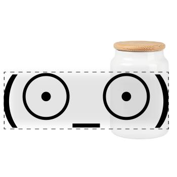 Emote de choc (☉_☉) Kaomoji aux grands yeux - Boîte à biscuits avec couvercle en bois - blanc - Devant
