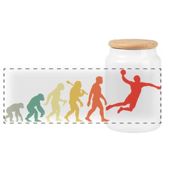 Handball Handballer Evolution für Männer und Jungs - Panorama Keksdose mit Holzdeckel - Weiß - Vorne