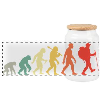 Wanderer Evolution Ich Liebe Wandern Retro - Panorama Keksdose mit Holzdeckel - Weiß - Vorne
