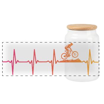 Mountain Bike Sunset Heartbeat MTB - Panoramic Cookie Jar with Wooden Lid - white - Front