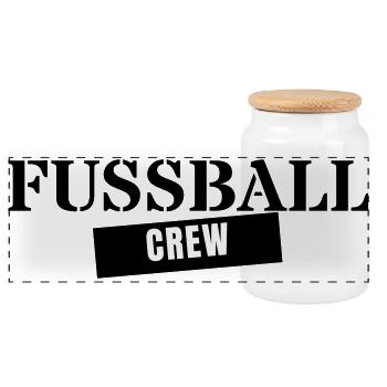 Fußball Crew - Mannschaft Verein Fußballteam - Panorama Keksdose mit Holzdeckel - Weiß - Vorne