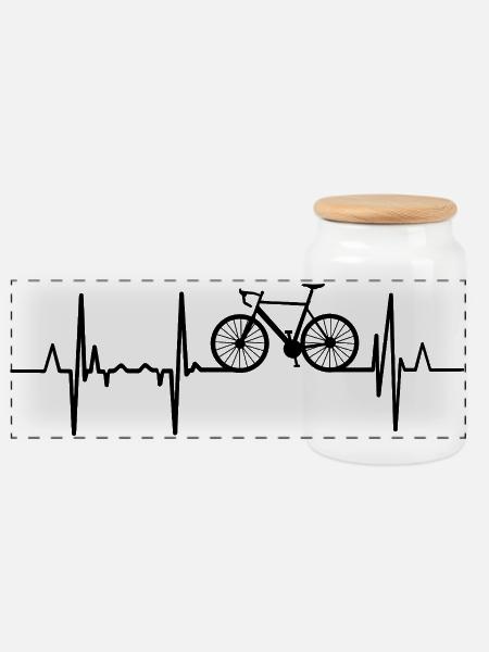 Herzfrequenz Radfahren - Panorama Keksdose mit Holzdeckel - Weiß