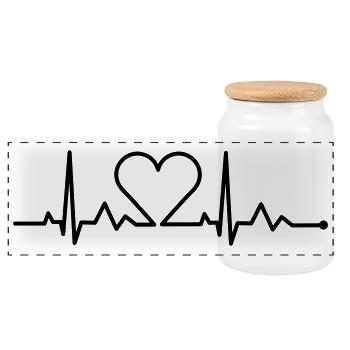 heartbeat - herzschlag - Panorama Keksdose mit Holzdeckel - Weiß - Vorne