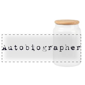 Autobiographer Autobiograf Buch - Panorama Keksdose mit Holzdeckel - Weiß - Vorne