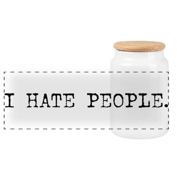 I Hate People Typo Shirt - Panoramic Cookie Jar with Wooden Lid - white - Front