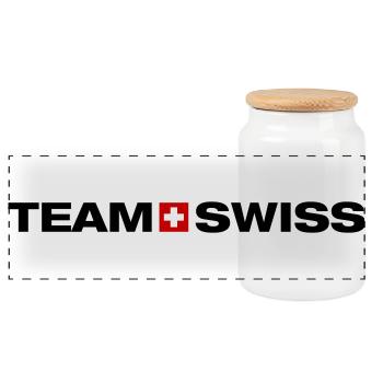 Team Switzerland - Panoramic Cookie Jar with Wooden Lid - white - Front