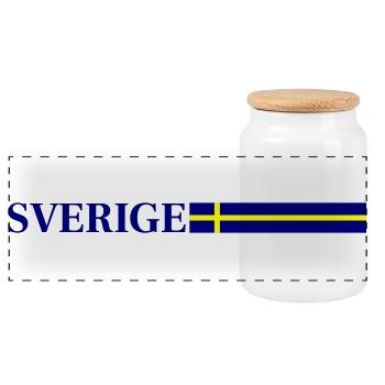Sweden Flag Sverige - Panoramic Cookie Jar with Wooden Lid - white - Front