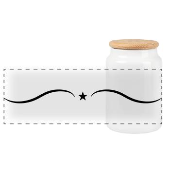 Star Line Ornament - Panoramic Cookie Jar with Wooden Lid - white - Front