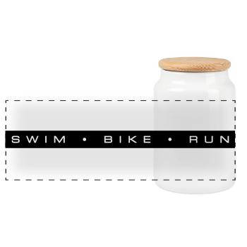 Triathlon Natation Cyclisme Course à pied - Boîte à biscuits avec couvercle en bois - blanc - Devant