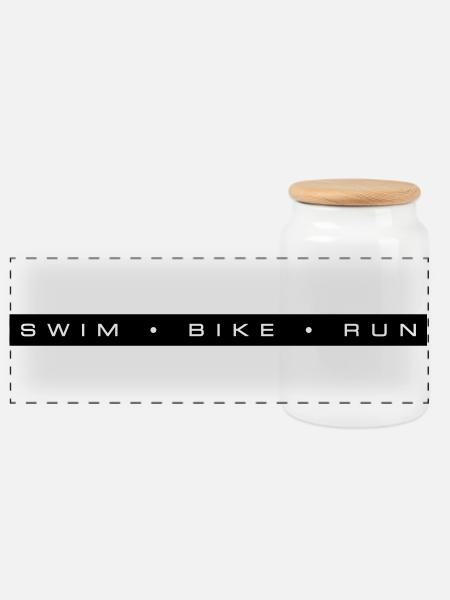 Triathlon Schwimmen Radfahren Laufen - Panorama Keksdose mit Holzdeckel - Weiß