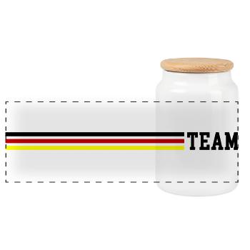Team Deutschland Fahne - Panorama Keksdose mit Holzdeckel - Weiß - Vorne