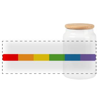 LGBT Regenbogen Tshirt lgbt queer csd tshirt - Panorama Keksdose mit Holzdeckel - Weiß - Vorne