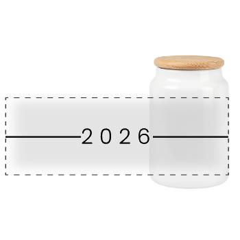 2026_streifen_Symbol - Boîte à biscuits avec couvercle en bois - blanc - Devant