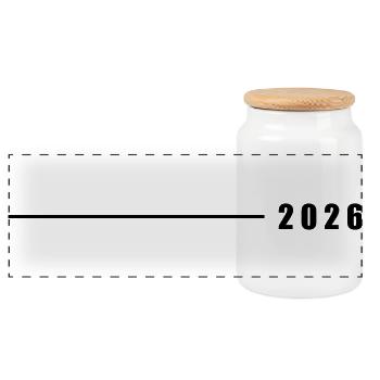 2026 Line - Panoramic Cookie Jar with Wooden Lid - white - Front