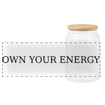 OWN YOUR ENERGY - Panorama Keksdose mit Holzdeckel - Weiß - Vorne
