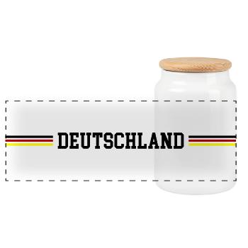 Deutschland Fahne - Panorama Keksdose mit Holzdeckel - Weiß - Vorne