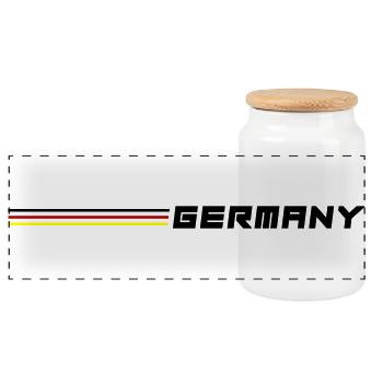Team Deutschland - Panorama Keksdose mit Holzdeckel - Weiß - Vorne
