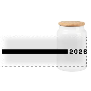 2026 Line - Panoramic Cookie Jar with Wooden Lid - white - Front