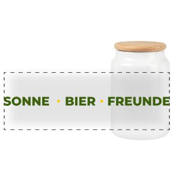 Sonne Bier FreundeT-Shirt–Frühlingsfest Biergarten - Panorama Keksdose mit Holzdeckel - Weiß - Vorne