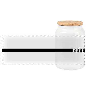 2026 stroke - Panoramic Cookie Jar with Wooden Lid - white - Front