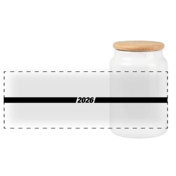 2026 year line - Panoramic Cookie Jar with Wooden Lid - white - Front