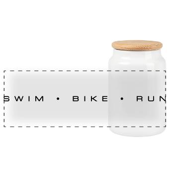 Triathlon Natation Cyclisme Course à pied - Boîte à biscuits avec couvercle en bois - blanc - Devant