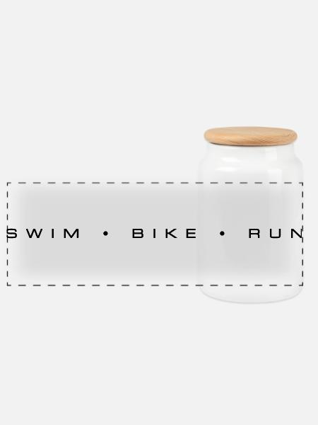 Triathlon Schwimmen Radfahren Laufen - Panorama Keksdose mit Holzdeckel - Weiß