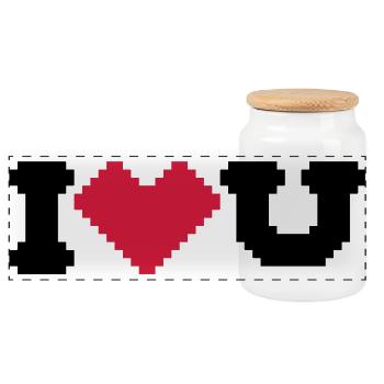 i love u - Boîte à biscuits avec couvercle en bois - blanc - Devant