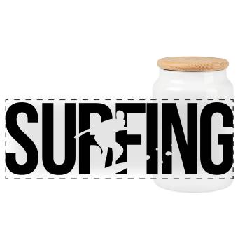 surfing surf - Boîte à biscuits avec couvercle en bois - blanc - Devant