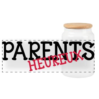 Parents heureux ! - Boîte à biscuits avec couvercle en bois - blanc - Devant