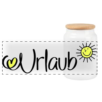 Urlaub in der Sonne - Panorama Keksdose mit Holzdeckel - Weiß - Vorne