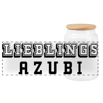Lieblings Azubi Tshirt white - Panorama Keksdose mit Holzdeckel - Weiß - Vorne