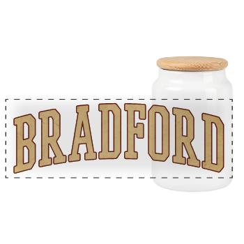 Bradford Vintage Block Font - Panoramic Cookie Jar with Wooden Lid - white - Front