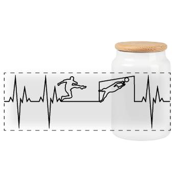 Football electrocardiogram ECG - Panoramic Cookie Jar with Wooden Lid - white - Front