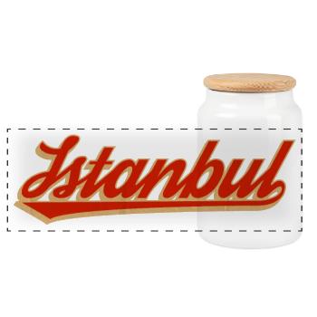 Istanbul Retro Script Logo - Panorama Keksdose mit Holzdeckel - Weiß - Vorne