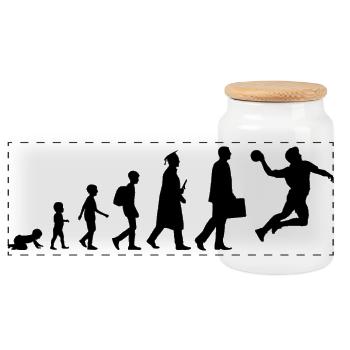 The development of a handball player - Panoramic Cookie Jar with Wooden Lid - white - Front