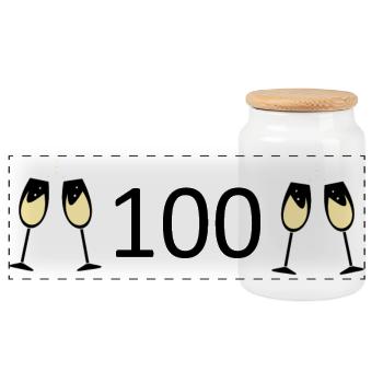 100e anniversaire 100e anniversaire 100 Numéro 100 - Boîte à biscuits avec couvercle en bois - blanc - Devant