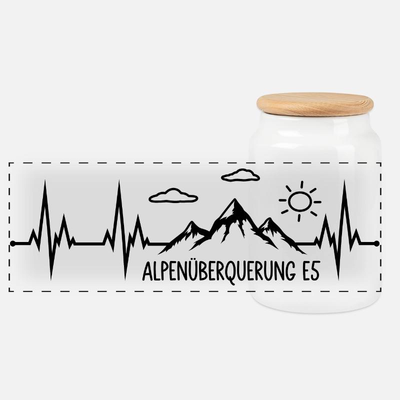 Alpenüberquerung E5 - Panorama Keksdose mit Holzdeckel - Weiß