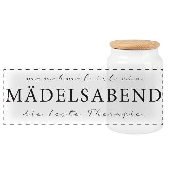 Maedelsabend Therapie - Panorama Keksdose mit Holzdeckel - Weiß - Vorne