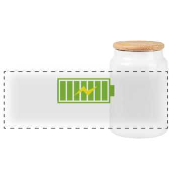 Rarely out off charge e bike akku e-auto spruch - Panoramic Cookie Jar with Wooden Lid - white - Front